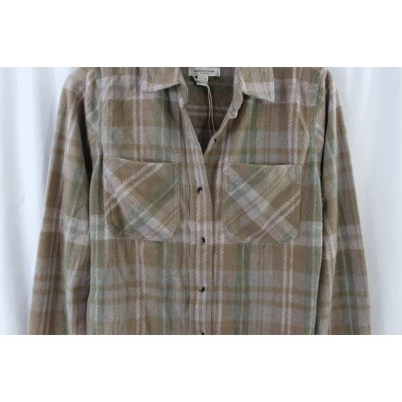 beachlunchlounge Plaid Button-Up Shirt - Tan and Green - Picture 3 of 5